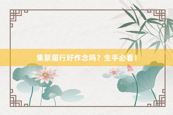 集聚履行好作念吗？生手必看！